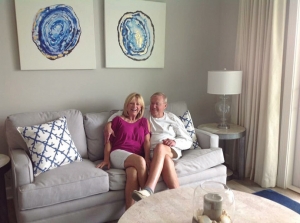 Comfortable details and durable furnishings are paramount in outfitting the Hall family vacation home, which is used by Kim Hall’s extended family, including mother- and father-in-law, Bob and Betty Hall, above.