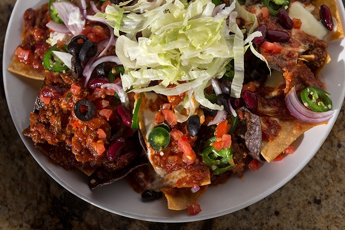 Ruckus Nachos can be customized with three different meats and a variety of toppings.